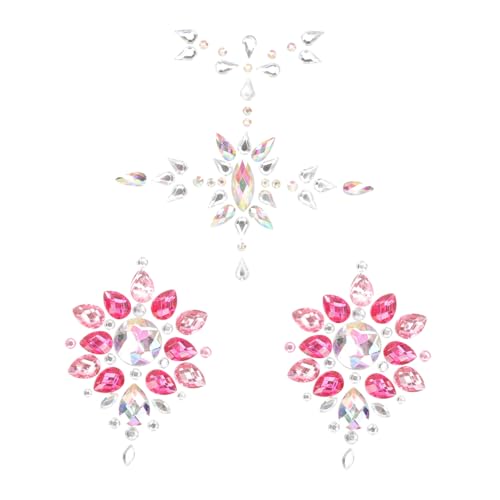 CTIRCHIU 2 Sätze Selbstklebende Brust Körper Strasssteine Schmucksteine Modische Glänzende Brust Jewels Aufkleber Hautfreundliche Langlebige Body Stick Gems für Festival und Party von CTIRCHIU