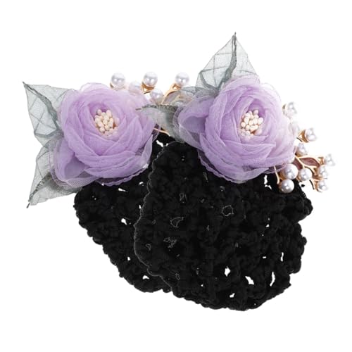 CTIRCHIU 2 Stück Blumen Haarnetz Haarclip Damen Haarschmuck mit Netz und Stoffblume Bequemer Metall kunststoff Mix Minimalistisches Design für Eleganten Look für Alltag und Styling von CTIRCHIU