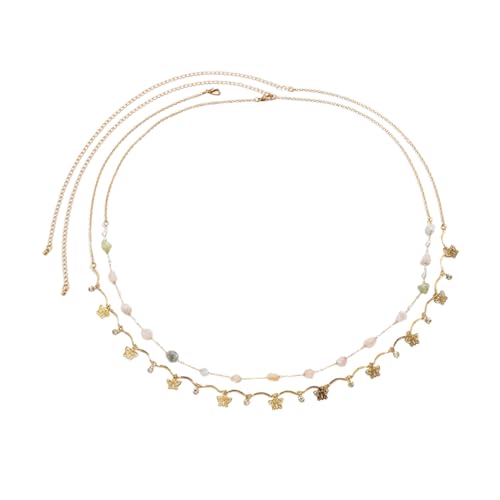CTIRCHIU 2 Stück Doppelschicht Taillenkette Metall im Boho Stil Verstellbare Bauchschmuck Kette mit Funkelnden Strasssteinen für Damen für Kleider und Bikinis von CTIRCHIU