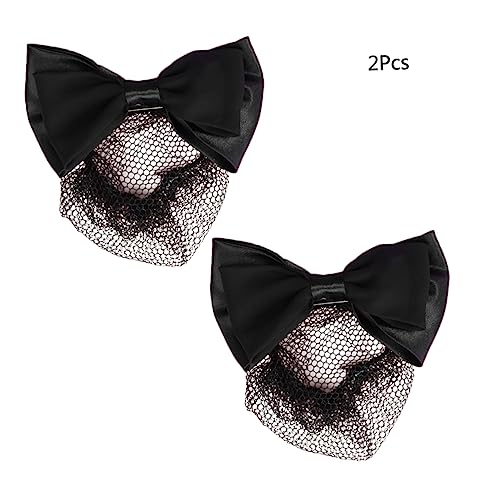 CTIRCHIU 2 Stück Elastisches Haarnetz mit Schleife Dutt Haarspange aus Atmungsaktivem Mesh Professioneller Haarschmuck für Damen für Büro Tanz und Alltag Schwarz von CTIRCHIU