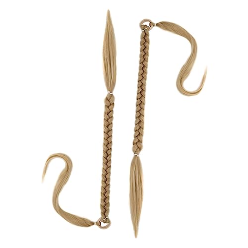 CTIRCHIU 2 Stück Geflochtene Pferdeschwanz Extensions Kunsthaar Gerade Haarverlängerungen für Mädchen Leicht Hitzebeständig Einfach zu Tragen für Jede Gelegenheit von CTIRCHIU