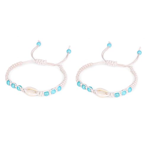 CTIRCHIU 2 Stück Gewebtes Armband Armschlinge Muschelhandschmuck Muschelarmband Weiß von CTIRCHIU