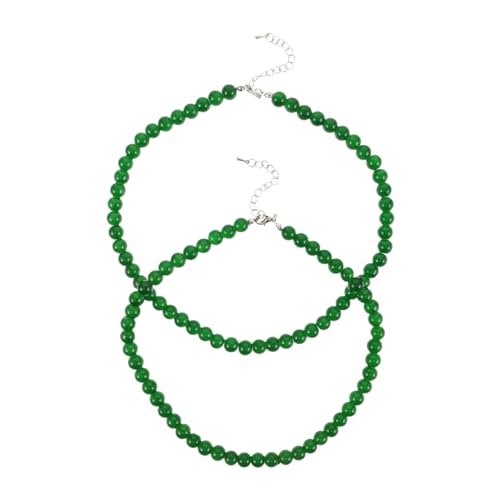 CTIRCHIU 2 Stück Grüne Glasperlen Halskette Damen Handgefertigte Leichte Perlenkette mit Karabinerverschluss Langlebige Halskette für Alltag und Besondere Anlässe von CTIRCHIU