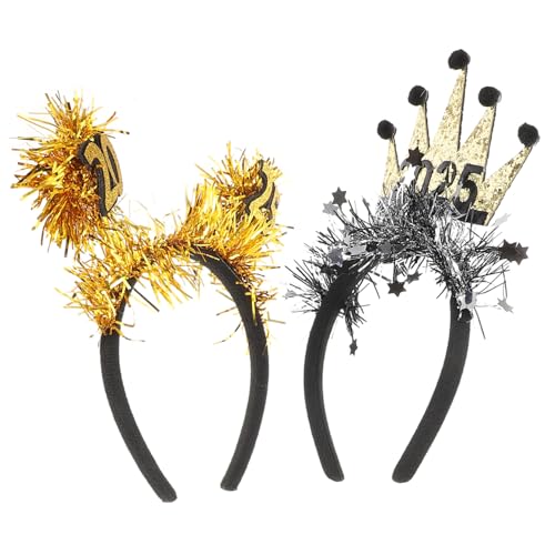 CTIRCHIU 2 Stück Neujahrs Stirnband mit Glitzer Farbige Haaraccessoires für Silvesterfeiern Lustige Party Haarreifen für Frauen und Männer von CTIRCHIU