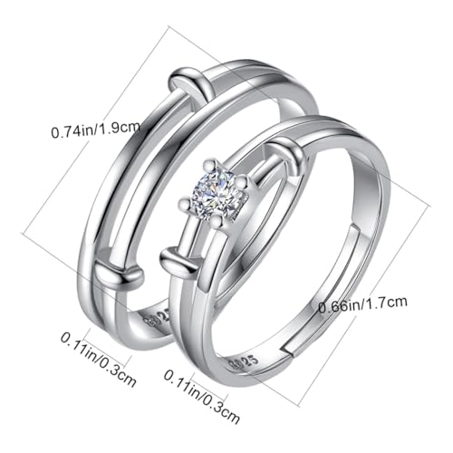 CTIRCHIU 2 Stück Partner finger ring Silber Einfache Design paarring für Damen und Herren Geeignet als für Hochzeit Verlobung Jubiläum und Besondere Anlässe von CTIRCHIU