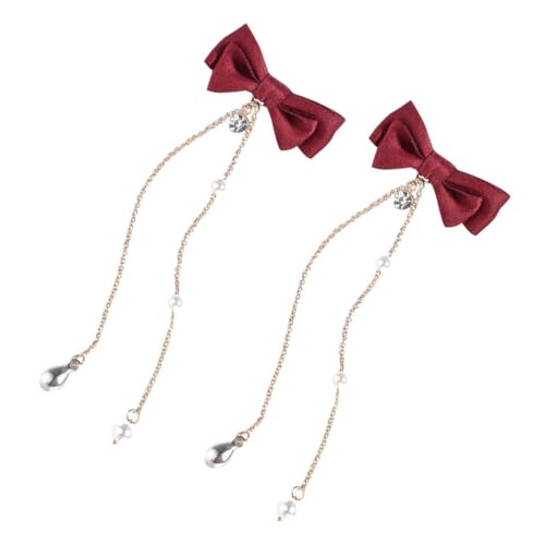 CTIRCHIU 2 Stück Rote Haarschleifen mit Quasten Teiliges Weiche Seiden Haarklammern für Frauen und Mädchen Eleganter Haarschmuck für Partys Festivals Alltag und Hochzeiten von CTIRCHIU