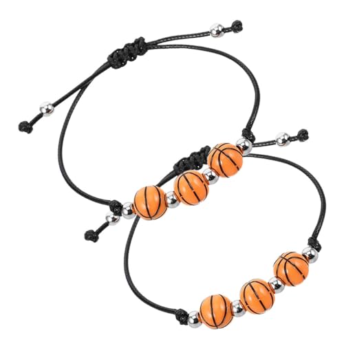 CTIRCHIU 2 Stück Teiliges Basketball Armband aus Gewachstem Faden mit Silbernen Perlen Verstellbare Sportarmbänder für Jungen und Mädchen Basketball Team Schmuckstücke für Teens und von CTIRCHIU