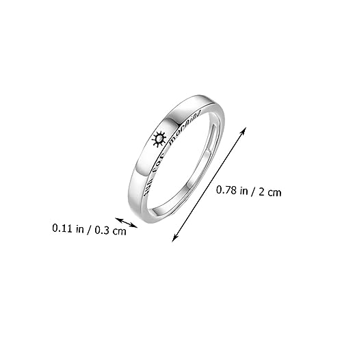 CTIRCHIU 2 Stück Verstellbare Silber Ringe mit Sonne und Mond Design Kreative Buchstabenringe für Langlebiger Schmuck Freundschafts und Verlobungsringe von CTIRCHIU