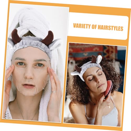 CTIRCHIU 2 Stück Weiches Elastisches Spa Haarband mit Süßem Hörner Design für Damen für Make Up Gesichtsreinigung und Gesichtsmasken Komfortabel und Sicher für Haartypen von CTIRCHIU