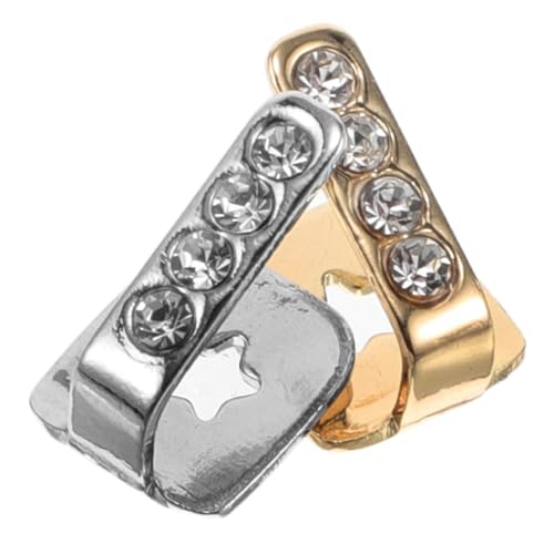 CTIRCHIU 2stücke Goldene Zahnkappen Mit Weißen Zirkonia Hip Hop Grills Für Männer Und Frauen Party-zubehör Für Halloween Und Musikfestivals Stylisches Zahnaccessoire Für von CTIRCHIU