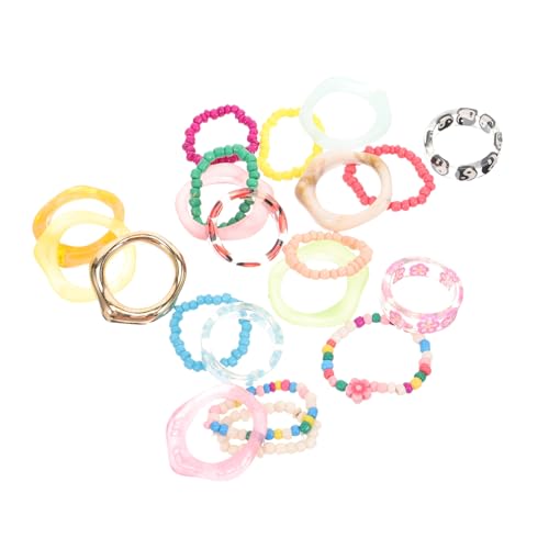 CTIRCHIU 21 Stück Teiliges Resin Rings Bunte Finger Ringe Kreativer Schmuck für Damen Mädchen Modische Leichte Langlebige Ringe Vielseitig Kombinierbar Geschenkidee von CTIRCHIU