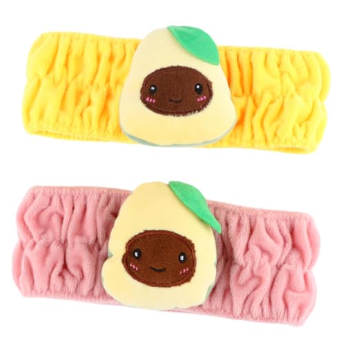 CTIRCHIU 2stücke Kosmetisches Haarband Im Avocado-design Gesichtsstirnband Zum Waschen Elastisch Für Make-up Und Spa-behandlungen Gelb von CTIRCHIU