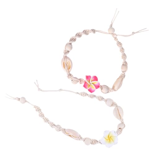 CTIRCHIU 2stücke Adjustierbare Muschel-fußkette Für Damen Boho-Anklet Mit Bunten Blumen Langlebig Und Stilvoll Für Sommer Und Strandmode von CTIRCHIU