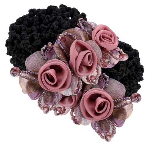 CTIRCHIU 2 Stück Haarnetze Für Damen Dutt Abdeckung Mit Blumenmotiv Haarschmuck Für Hochsteckfrisuren Aus Robustem Metall Und Stoff Für Ballett Und Formelle Anlässe von CTIRCHIU