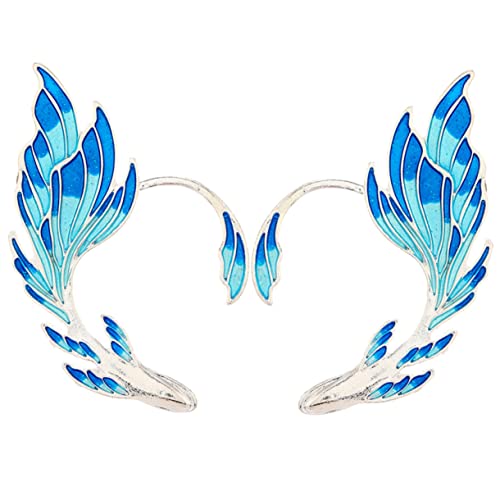 CTIRCHIU 2 Stücke Blaue Ohrmanschetten Clip Ohrringe Nicht Piercing für Cosplay und Partys Damen Ohrklemmen Zinklegierung Einfach zu Tragen Elfen Ohrschmuck von CTIRCHIU