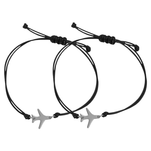 CTIRCHIU 2 Stück Verstellbares Flugzeug Armband für Damen und Herren Handgefertigtes Geflochtenes Seilarmband mit Flugzeug Charm Minimalistisches Schmuckstück für Reisen und Freundschaft von CTIRCHIU