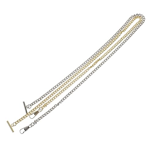 CTIRCHIU 2 Stück Vintage Taschenuhrkette mit T-Bar Karabinerverschlüssen Eisen für Männer Stilvolles Accessoire für Weste und Anlässe von CTIRCHIU