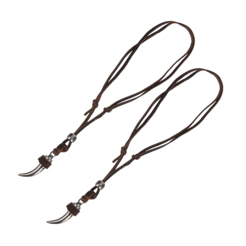 CTIRCHIU 2stücke Halskette Mit Wolfszähnen Anhänger Wikinger-stil Tribal-schmuck Für Männer Lederkette Verstellbar Für Alltag Und Reisen von CTIRCHIU