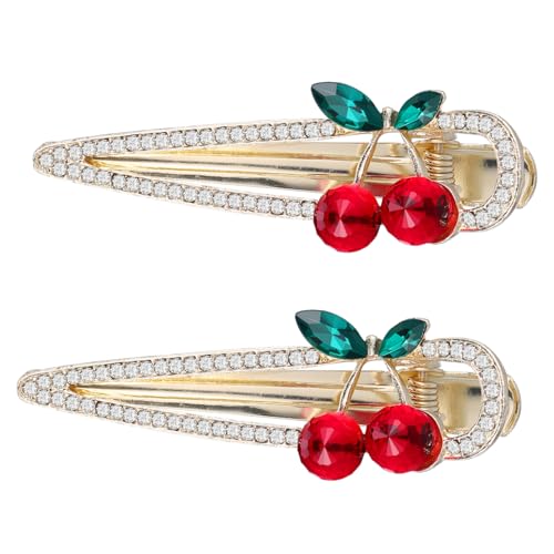 CTIRCHIU 2stücke Zweilagiges Kirsch-haarspangen Strass Für Frauen Elegante Duckbill-haarclips Accessoire Für Verschiedene Frisuren Und Anlässe von CTIRCHIU