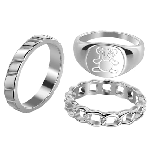 CTIRCHIU 3 Stück Teiliges Bär Ring Damen Ringe aus Hochwertiger Legierung Cartoon Schmuck für Teen Mädchen Modisch Ästhetisch Angenehm und Langlebig als für Junge Frauen von CTIRCHIU