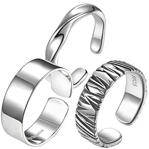 CTIRCHIU 3 Stück Teiliges Herrenring Set Retro Offene Ringe Bandringe für Männer für Besondere Anlässe Wie Valentinstag Weihnachten Partys und von CTIRCHIU