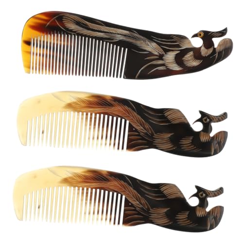 CTIRCHIU 3 Stück Teiliges Natürliches Horn Massagekamm Langlebig und Glatt Fördert Kopfhautdurchblutung Haarbruch Entspannende Kopfmassage für Frauen und Männer Farbe Zufällige Farbe von CTIRCHIU