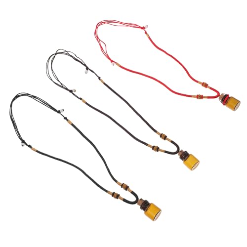 CTIRCHIU 3Stücke Ätherische Öl Anhänger Halskette Einzigartige Parfüm Flasche für Aromatherapie Kreative Duftflasche Schmuck mit Schwarzem Braunem Band von CTIRCHIU