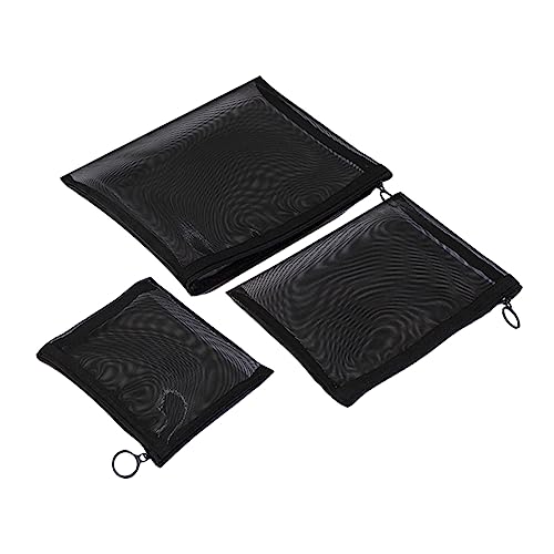 CTIRCHIU 3Stücke Teiliges Mesh Kosmetiktasche Schwarz Make Up Organizer Aufbewahrungstasche für Toilettenartikel Bleistiftbeutel für Reisen von CTIRCHIU