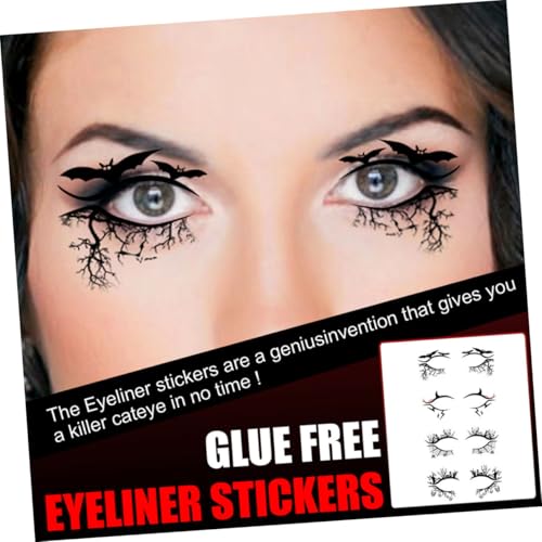 CTIRCHIU 4 Paar Eyeliner Augenaufkleber Halloween Aufkleber Schablone Halloween Party Zubehör Fledermaus Make Up Horror Aufkleber Augenlinien von CTIRCHIU