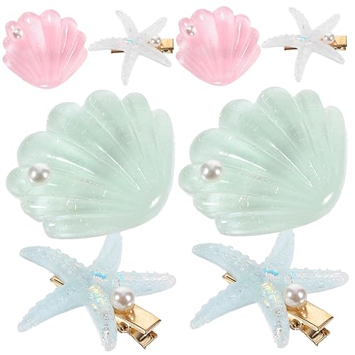 CTIRCHIU 4 Paare Muschel Haarspangen mit Perlen Süße Haarklammern für Mädchen Kawaii Haar Accessoires Stabile Haarpins für Verschiedene Frisuren Teiliges Blau von CTIRCHIU