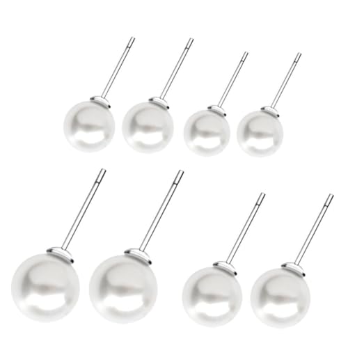 CTIRCHIU 4 Paare Sterling Silber Perlenohrringe Natürliche Süßwasser Ohrstecker Damen Eleganter Schmuck Hautfreundlich Geschenkidee von CTIRCHIU