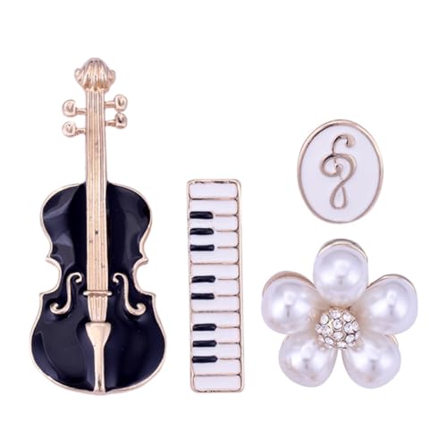 CTIRCHIU 4 Stück Elegante Violine und Klavier Anstecknadeln für Damen Modische Musikinstrument Schmuck Vielseitig Kombinierbar mit Anzügen Pullovern und Mänteln Stilvolle Kleidung von CTIRCHIU