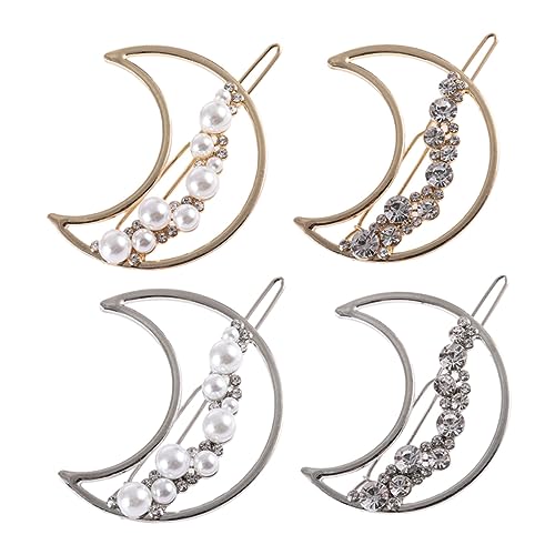 CTIRCHIU 4 Stück Mond Haarspangen mit Perlen und Strass Hohles Design Damen Haarschmuck für Hochzeiten und Partys Rutschfest für Dickes Haar Geeignet von CTIRCHIU