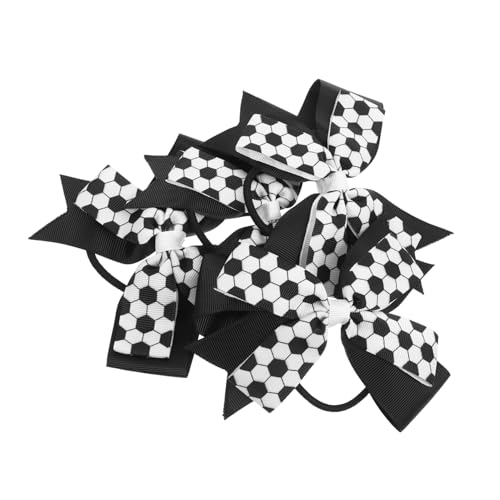 CTIRCHIU 4 Stück Teiliges Fußball Haargummis mit Schleife Elastische Haarschleifen für Dünnes Haar Sportliche Ponytail halter Schwarz weißes Design Geeignet für Mädchen und von CTIRCHIU