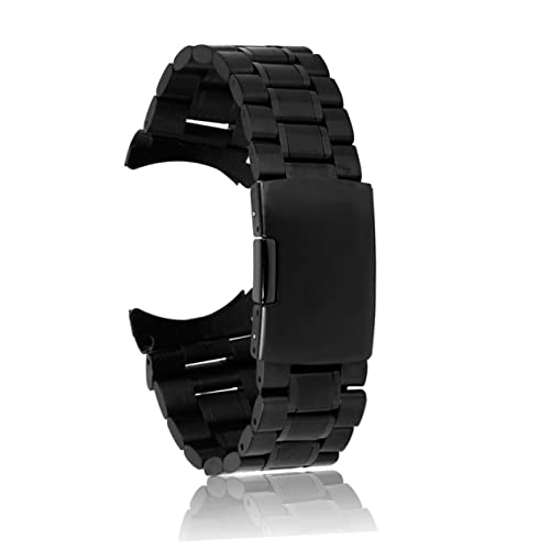 CTIRCHIU 4Stücke Edelstahlarmband mit Gebogenem Ende und Uhrenstiften Robustes und Verstellbares Armband für Uhren Einfache Faltschließe mit Druckknopf Schwarz von CTIRCHIU