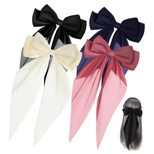 CTIRCHIU 4stücke Große Haarschleifen-clip Für Mädchen in Verschiedenen Farben Und Vielseitige Haaraccessoires Für Damen Für Besondere Anlässe Und Alltag Rutschfest Und Einfach Zu Verwenden von CTIRCHIU