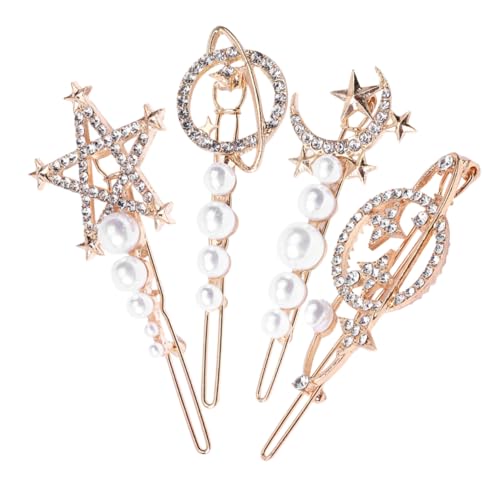 CTIRCHIU 4stücke Teiliges Strass-haarspangen Mit Perlen Elegante Haarnadeln Für Mädchen Dekorativer Haarschmuck Für Partys Schule Und Alltag Glänzendes Design Leicht Zu Tragen von CTIRCHIU