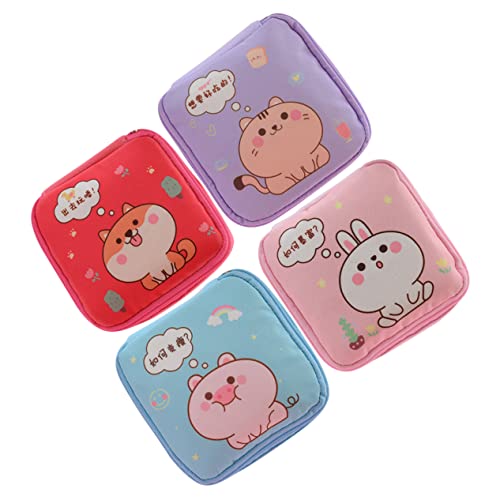 CTIRCHIU 4Stücke Periodenbeutel für Mädchen Robuste Tragbare Damenbindenbeutel aus Segeltuch mit Reißverschluss Kleine Kosmetiktaschen für Hygieneartikel und Persönliche von CTIRCHIU