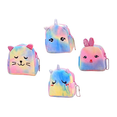 CTIRCHIU 4Stücke Plüschbeutel Teiliges Mini Tierform Aufbewahrungstaschen für Schlüssel Geld Kosmetik Tragbar Leicht Party Strand Reisen von CTIRCHIU