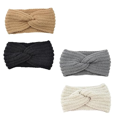 CTIRCHIU 4Stücke Teiliges Wollgarn Stirnband für Damen Gewebtes Haarband mit Kreuzkante Warm und Bequem für Outdoor Aktivitäten im Winter Schützt und Kopf von CTIRCHIU