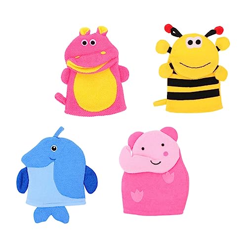 CTIRCHIU 4stücke Kreative Badehandschuhe Für Junge Mädchen Mit Cartoon-tiermotiven Sanftes Peeling Weich Und Umweltfreundlich Für Waschen Von Armen Beinen Rücken Und Mehr von CTIRCHIU