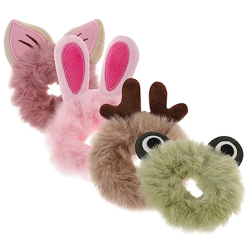 CTIRCHIU 4stücke Teiliges Cartoon Haargummis Flauschige Und Niedliche Haarschleifen Für Mädchen Für Alltag Partys Und Besondere Anlässe Verschiedenen Designs Reh Kaninchen Katze Frosch von CTIRCHIU