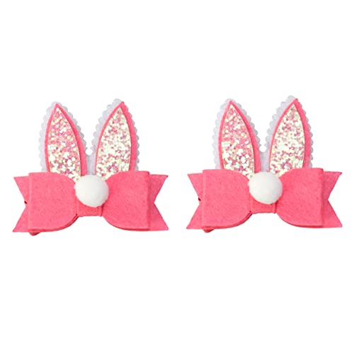 CTIRCHIU 4 Stück Kaninchen Ohr Haarklammern Mit Schleife Entzückende Haarnadeln Für Kinder Osterfest Kopfschmuck Rosa Hasenohr Haarspangen Süßes Accessoire Für Mädchen von CTIRCHIU