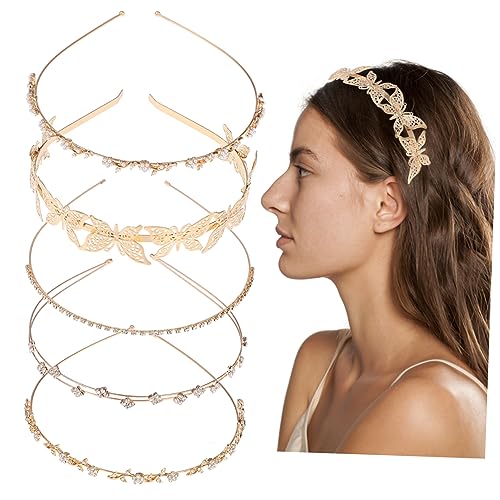CTIRCHIU 5stücke Golden Metall Dekorative Zarte Goldener Kopfschmuck Für Mädchen Frauen Hochzeitsfeiern Halloween Party Kostümshow von CTIRCHIU