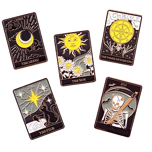 CTIRCHIU 5 Stück Teiliges Tarot Broschen aus Dekorative Emaille Anstecker im Ästhetischen Design Langlebig und Farbecht Geeignet für Kleidung Rucksäcke Jacken Hüte und Handtaschen von CTIRCHIU