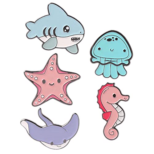 CTIRCHIU 5Stücke Cartoon Meerestiere Broschen Anstecknadeln für Kleidung Taschen Hüte Dekorative Abzeichen für Verschiedene Anlässe von CTIRCHIU