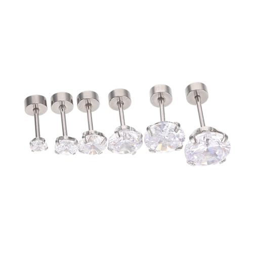 CTIRCHIU 6 Stück Teiliges Herren Ohrstecker Edelstahl Knorpel Ohrringe Langlebig Robust Modisch für Alltag Party Hochzeit Angenehm Tragbar von CTIRCHIU