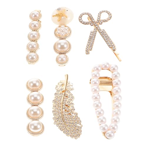 CTIRCHIU 6Stücke Haarklammern Set mit Strass und Perlen Haarspangen für Damen für Haartypen Sicher und Langlebig Perfekter Haarschmuck für Formelle und Lässige von CTIRCHIU