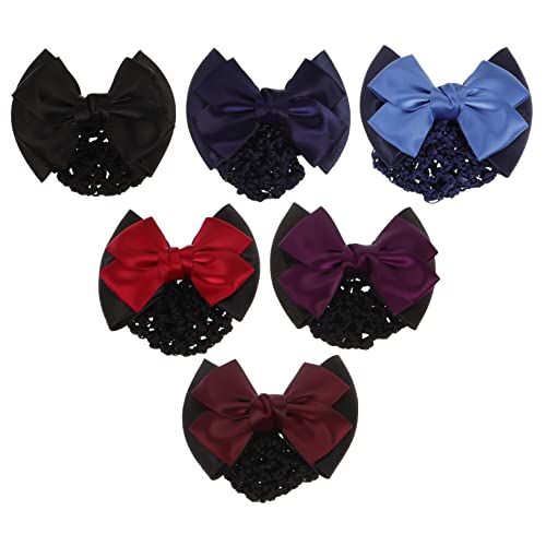 CTIRCHIU 6stücke Haarspange Schleife Damen Elastisch Dutt Haarnetz Kopfschmuck Damen Herren Rot Blau Schwarz Weinrot Dunkelviolett Hellblau von CTIRCHIU