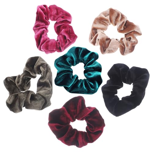 CTIRCHIU 6stücke Haargummi Samt Haargummis Elastische Haarbänder Für Frauen Mädchen Pferdeschwanzhalter Kopfschmuck Für Lockiges Und Glattes Haar von CTIRCHIU